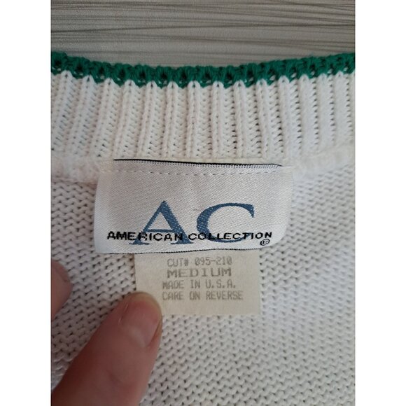 Vtg Women's Nautical Sweater Vest Med Sailboat Cable Knit Multicolor Kitchy - Picture 2 of 10